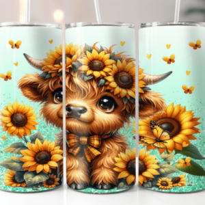 Sunflower Highland cow Tumbler