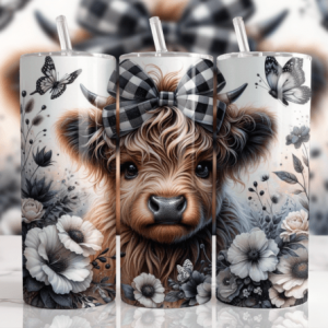 Black and White Highland cow Tumbler