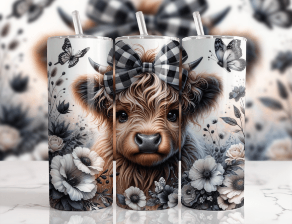 Black and White Highland cow Tumbler