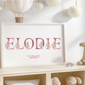Personalised nursey print/ wall art rabbit