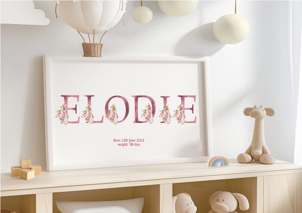 Personalised nursey print/ wall art rabbit