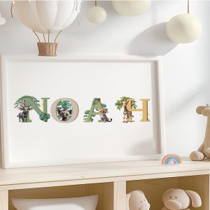 Personalised nursey print/ wall art Safari