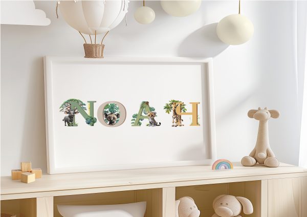Personalised nursey print/ wall art Safari