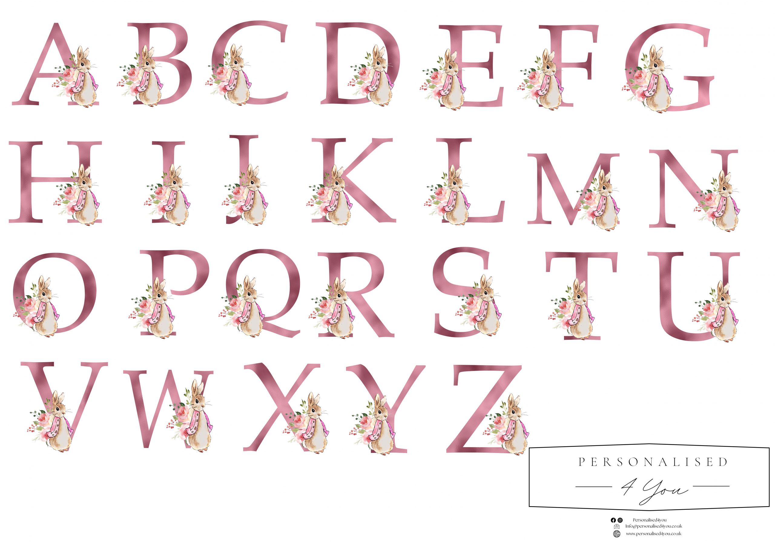 Personalised nursey print/ wall art rabbit - Image 2