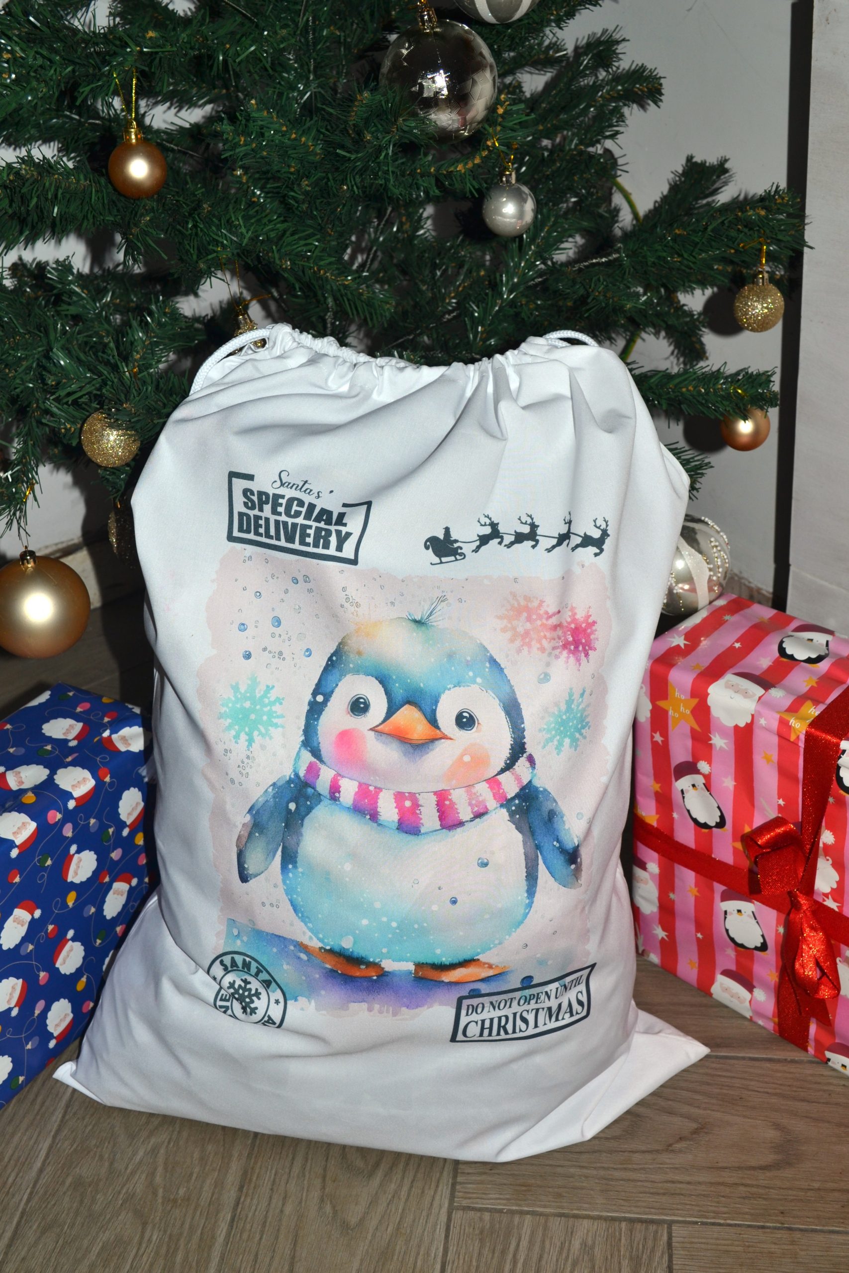 Snowy Penguin Santa Sack